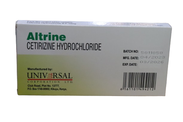 CETRIZINE (ALTRINE) 10MG TABLETS 100'S